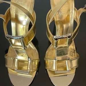 These authentic TORY BURCH Metallic Gold High Heel